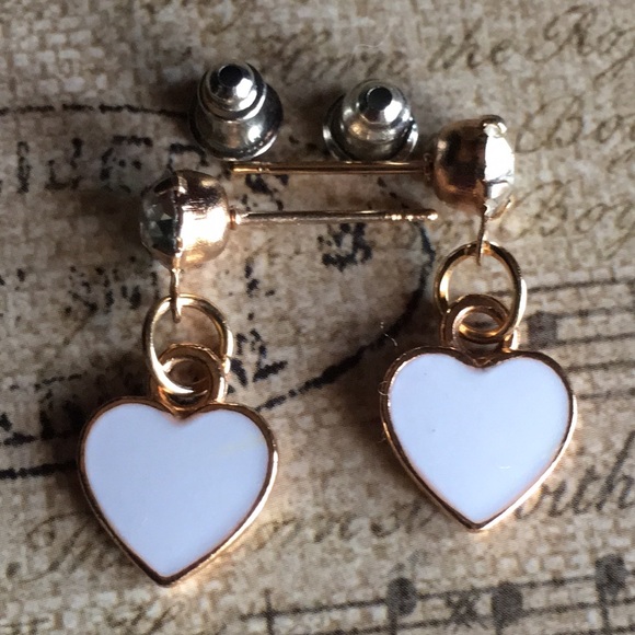 Heart Drop Post Earrings - Picture 10 of 13